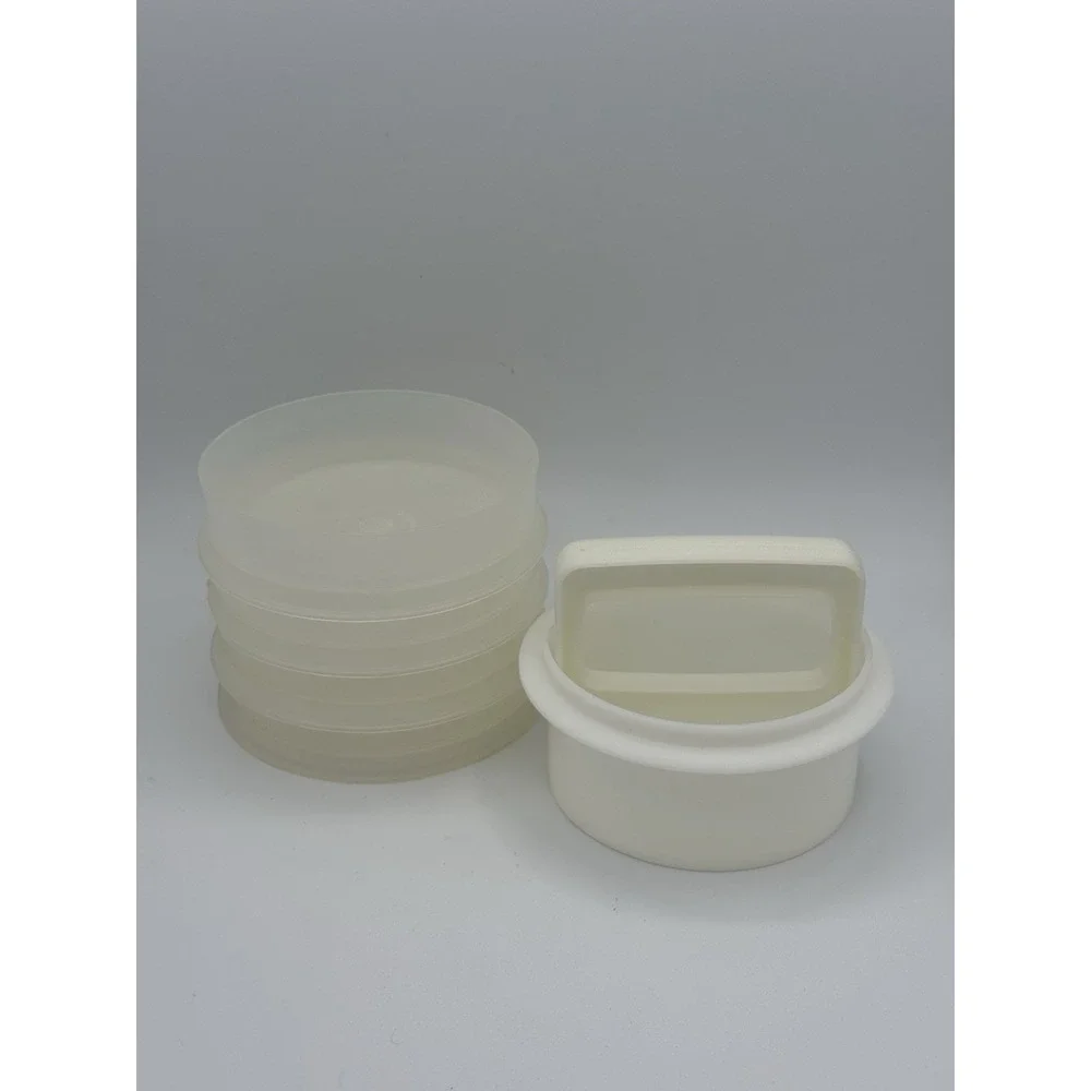 4‎ TUPPERWARE 882-6 - 4 Inch Burger Press Freezer Patty Keeper w/ Press No Lids